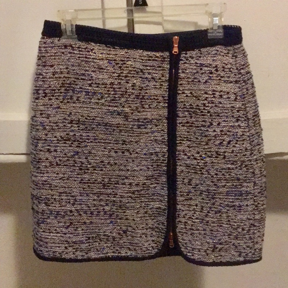 JCrew Navy and Tinsel Tweed Skirt